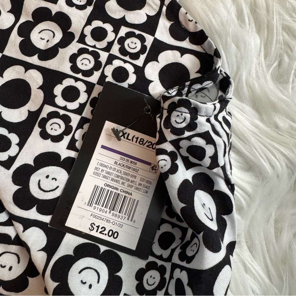 Art Class Smiley Daisy Tank Top Girls XL 18/20 Black White Cami NWT - Picture 5 of 8